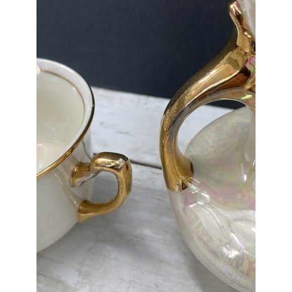 Vintage MCM Homer Laughlin Eggshell Pearl Iridescent Creamer Vase Cup LOT of 3 - Picture 12 of 12